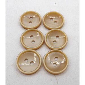 Shirt/Dress Button Tan Raised Rim 2 hole 6 count ⅝" diameter